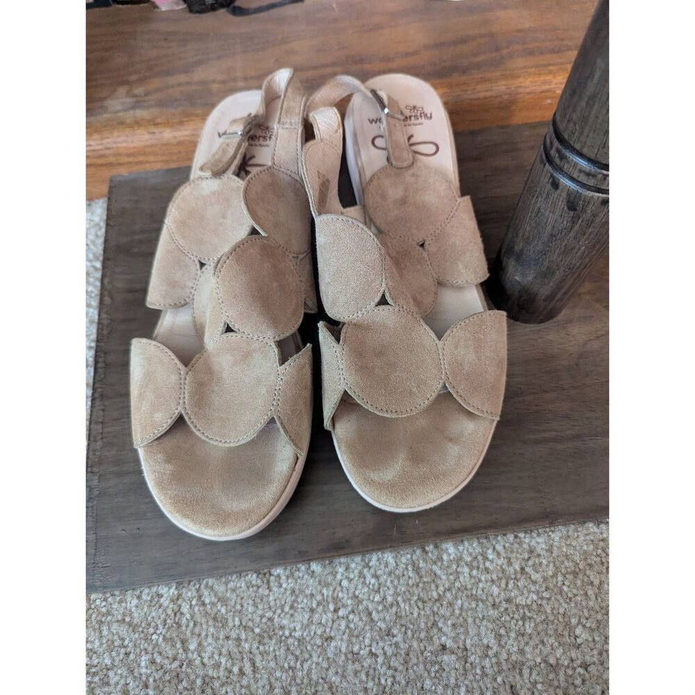 Wondersfly Women's Size Eu 40 Us 10 Beige Suede Platform Sandals Made In Spain